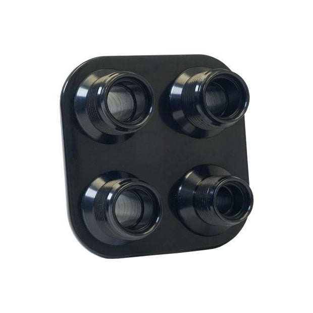 Streamline Black Anodized Aluminum 4-Way Square Bulkhead Plate for AC and Heater 8-10 Male O-Ring