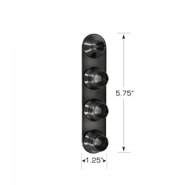 Streamline Black Anodized Aluminum 4-Way In-Line Bulkhead Plate for AC and Heater 6-10 Male O-Ring