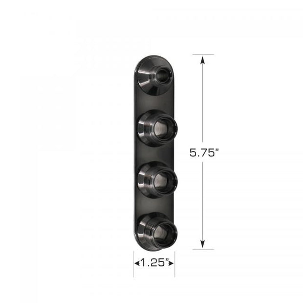 Streamline Black Anodized Aluminum 4-Way In-Line Bulkhead Plate for AC and Heater 6-10 Male O-Ring