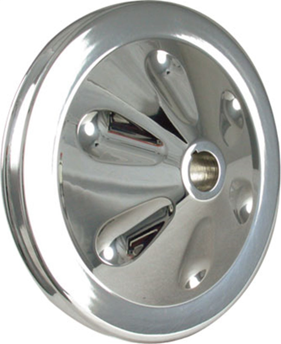 Borgeson - Power Steering Pulley - P/N: 801102 - Polished aluminum power steering pump pulley. 4-5/8 in. Diameter 1-Row V-Belt keyway style.