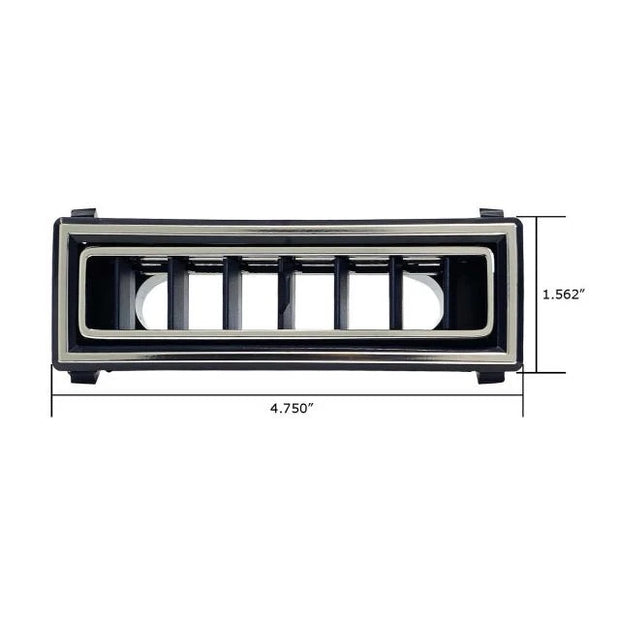 Louver for 2.5-Inch Hose  4.75-Inch x 1.562-Inch  Black with Chrome Accent
