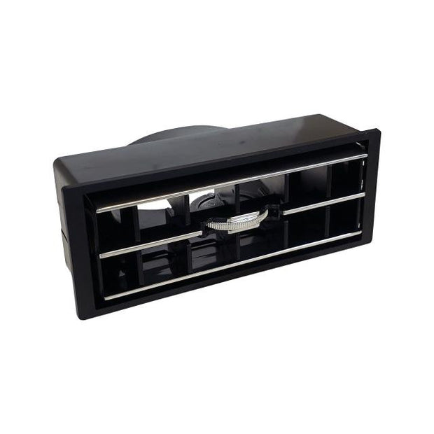 Louver for 2-1/2 Inch Hose  2-3/64 Inch x 5-7/64 Inch x 1-15/32 Inch  Black with Chrome Accents and Mounting Bezel
