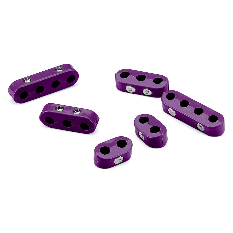 SMOOTHIE UNIVERSAL WIRE SEPARATOR KIT FOR 10.5mm PLUG WIRES, 2 EACH 2-PLACE, 3-PLACE, AND 4-PLACE SEPARATORS, PURPLE