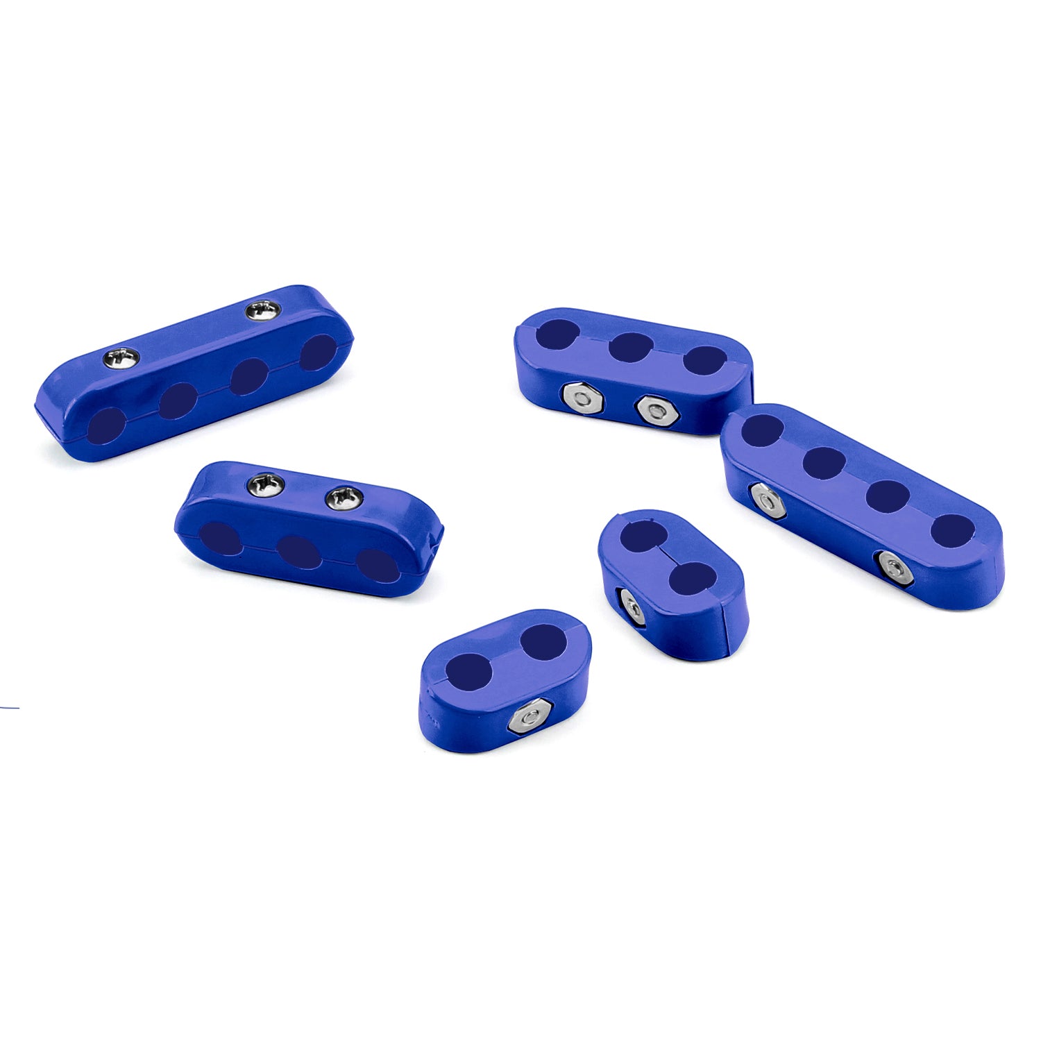 SMOOTHIE UNIVERSAL WIRE SEPARATOR KIT FOR 7-8mm PLUG WIRES, 2 EACH 2-PLACE, 3-PLACE, AND 4-PLACE SEPARATORS, BLUE
