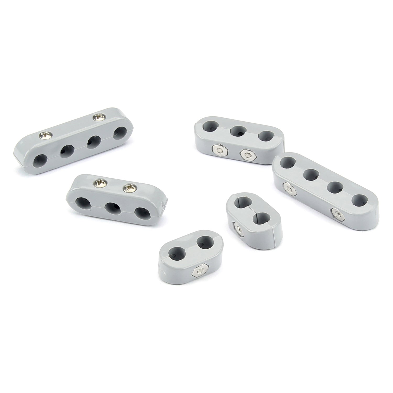 SMOOTHIE UNIVERSAL WIRE SEPARATOR KIT FOR 7-8mm PLUG WIRES, 2 EACH 2-PLACE, 3-PLACE, AND 4-PLACE SEPARATORS, GRAY