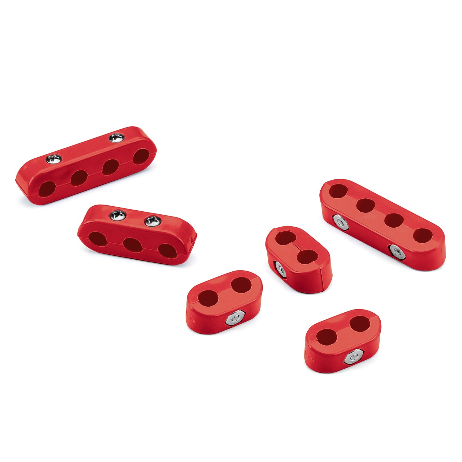 SMOOTHIE 4 & 6 CYLINDER SPORT COMPACT WIRE SEPARATOR KIT FOR 10.5mm PLUG WIRES, 3 2-PLACE, 1 3-PLACE, AND 2 4-Place SEPARATORS, RED