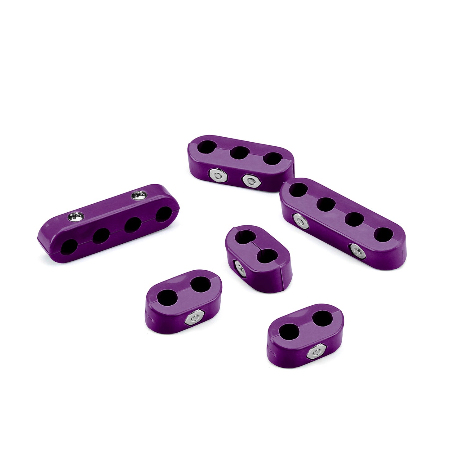 SMOOTHIE 4 & 6 CYLINDER SPORT COMPACT WIRE SEPARATOR KIT FOR 10.5mm PLUG WIRES, 3 2-PLACE, 1 3-PLACE, AND 2 4-Place SEPARATORS, PURPLE