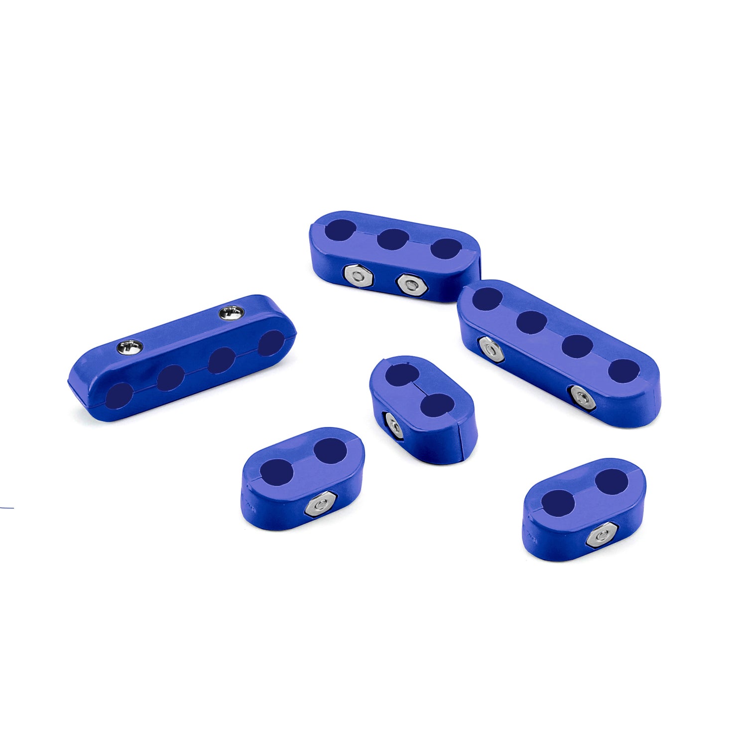 SMOOTHIE 4 & 6 CYLINDER SPORT COMPACT WIRE SEPARATOR KIT FOR 7-8mm PLUG WIRES, 3 2-PLACE, 1 3-PLACE, AND 2 4-Place SEPARATORS, BLUE