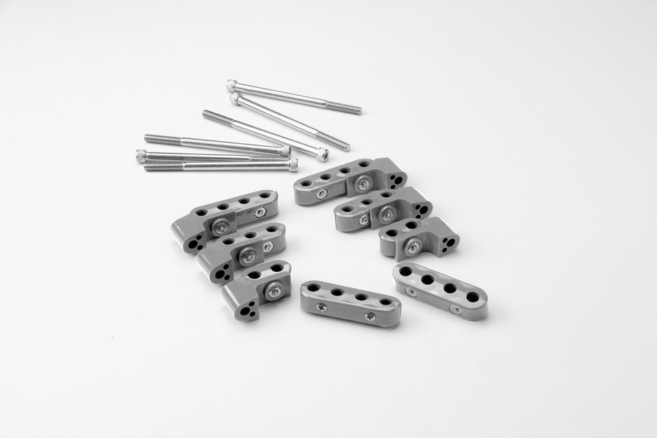 SMOOTHIE TOP MOUNT WIRE SEPARATOR KIT FOR 10.5mm PLUG WIRES, 2 EACH 2-PLACE, 3-PLACE, AND 4-PLACE SEPARATORS, GRAY