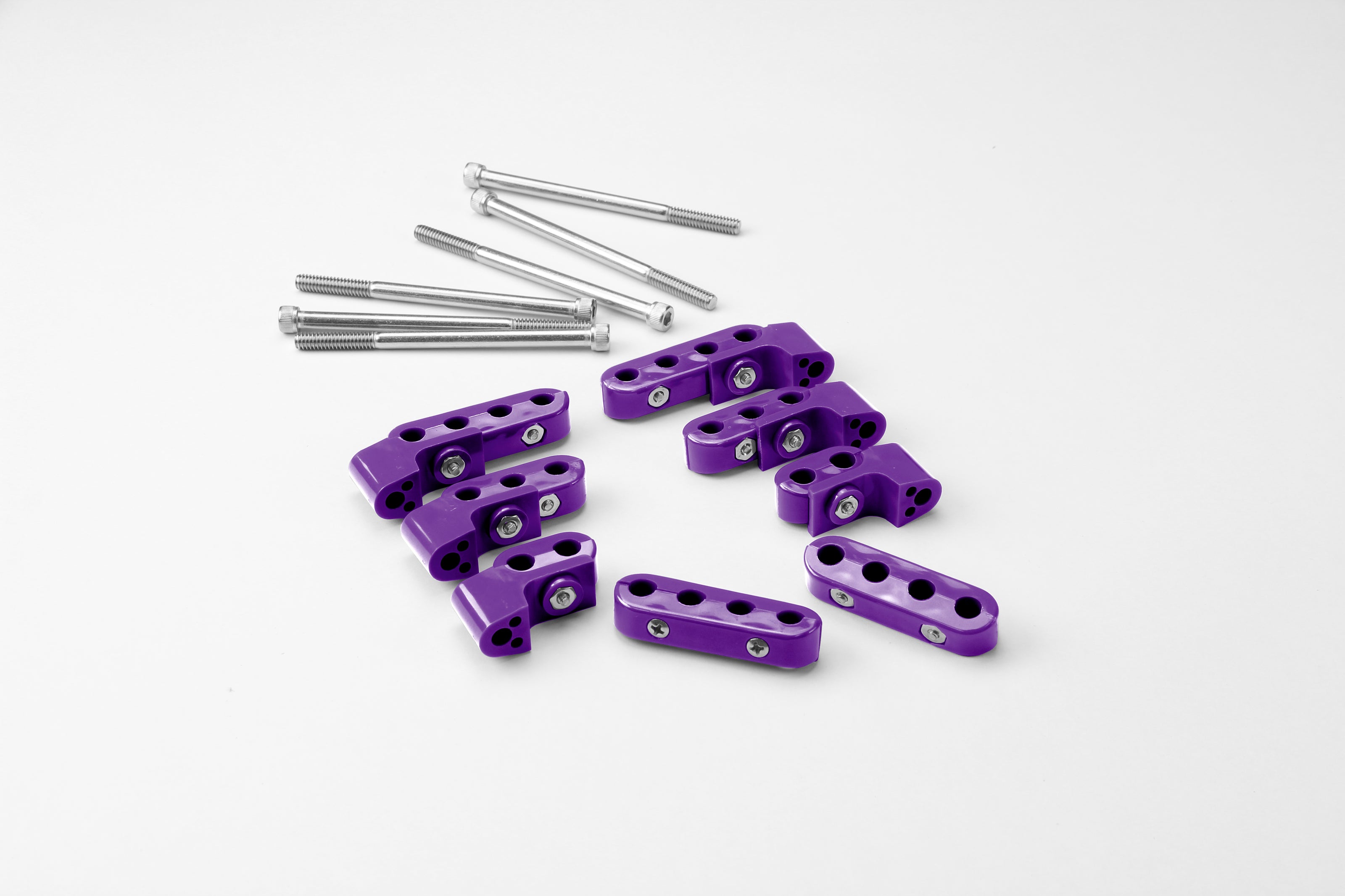 SMOOTHIE TOP MOUNT WIRE SEPARATOR KIT FOR 10.5mm PLUG WIRES, 2 EACH 2-PLACE, 3-PLACE, AND 4-PLACE SEPARATORS, PURPLE