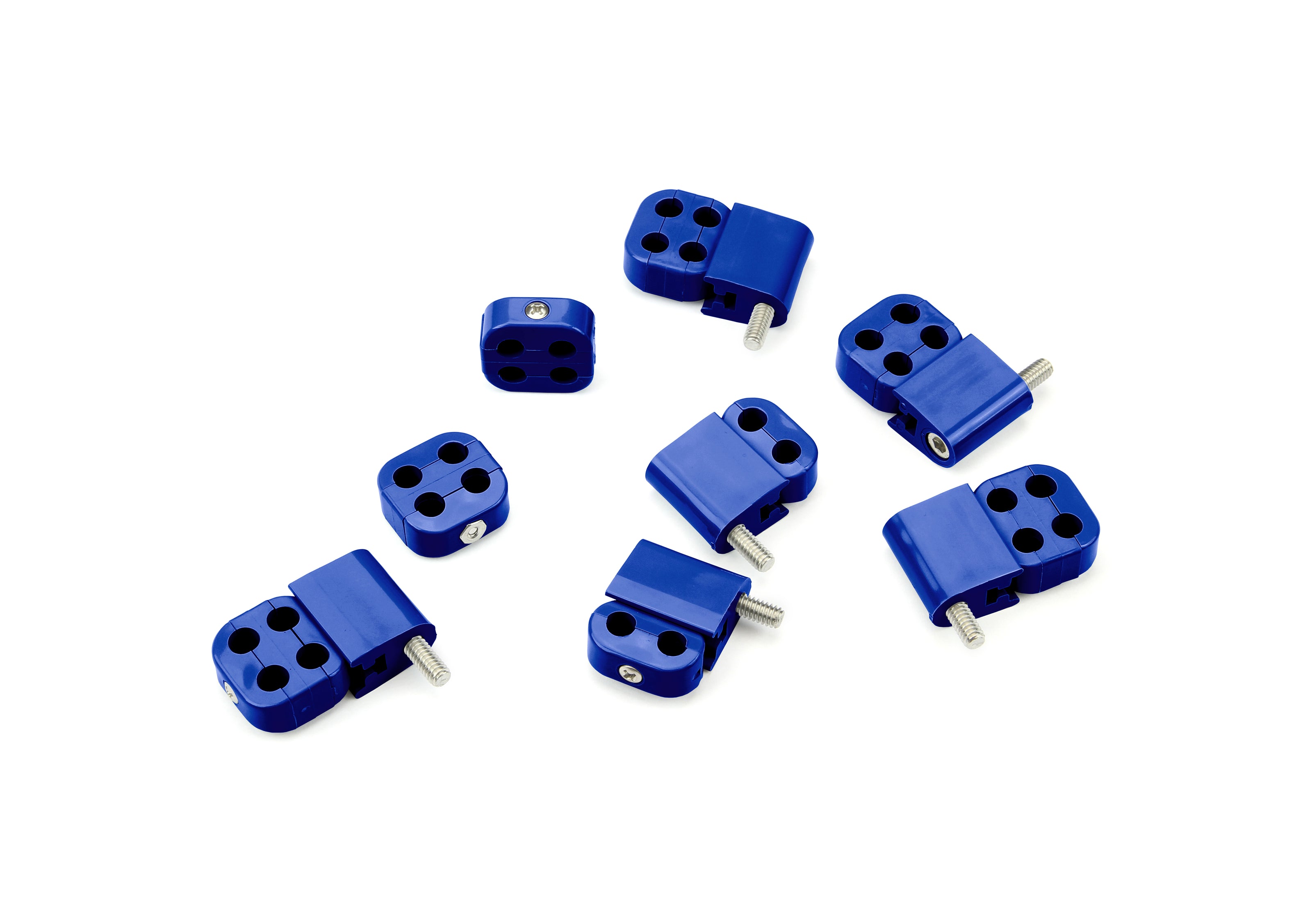 SMOOTHIE STAC-PAK WIRE SEPARATOR KIT FOR 7-8mm PLUG WIRES, 6 BRACKETS, 2 2-PLACE, AND 6 4-PLACE BOX CLUSTER SEPARATORS, BLUE