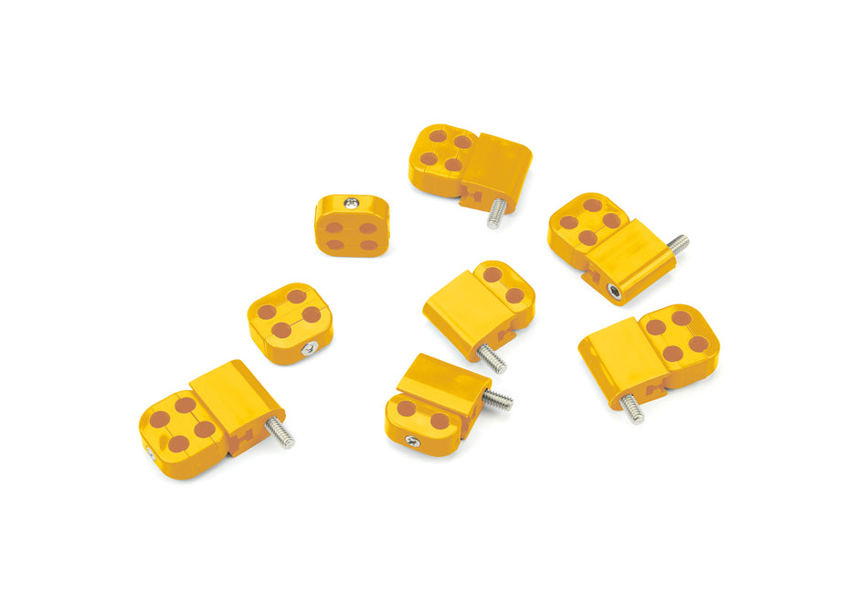 SMOOTHIE STAC-PAK WIRE SEPARATOR KIT FOR 7-8mm PLUG WIRES, 6 BRACKETS, 2 2-PLACE, AND 6 4-PLACE BOX CLUSTER SEPARATORS, YELLOW