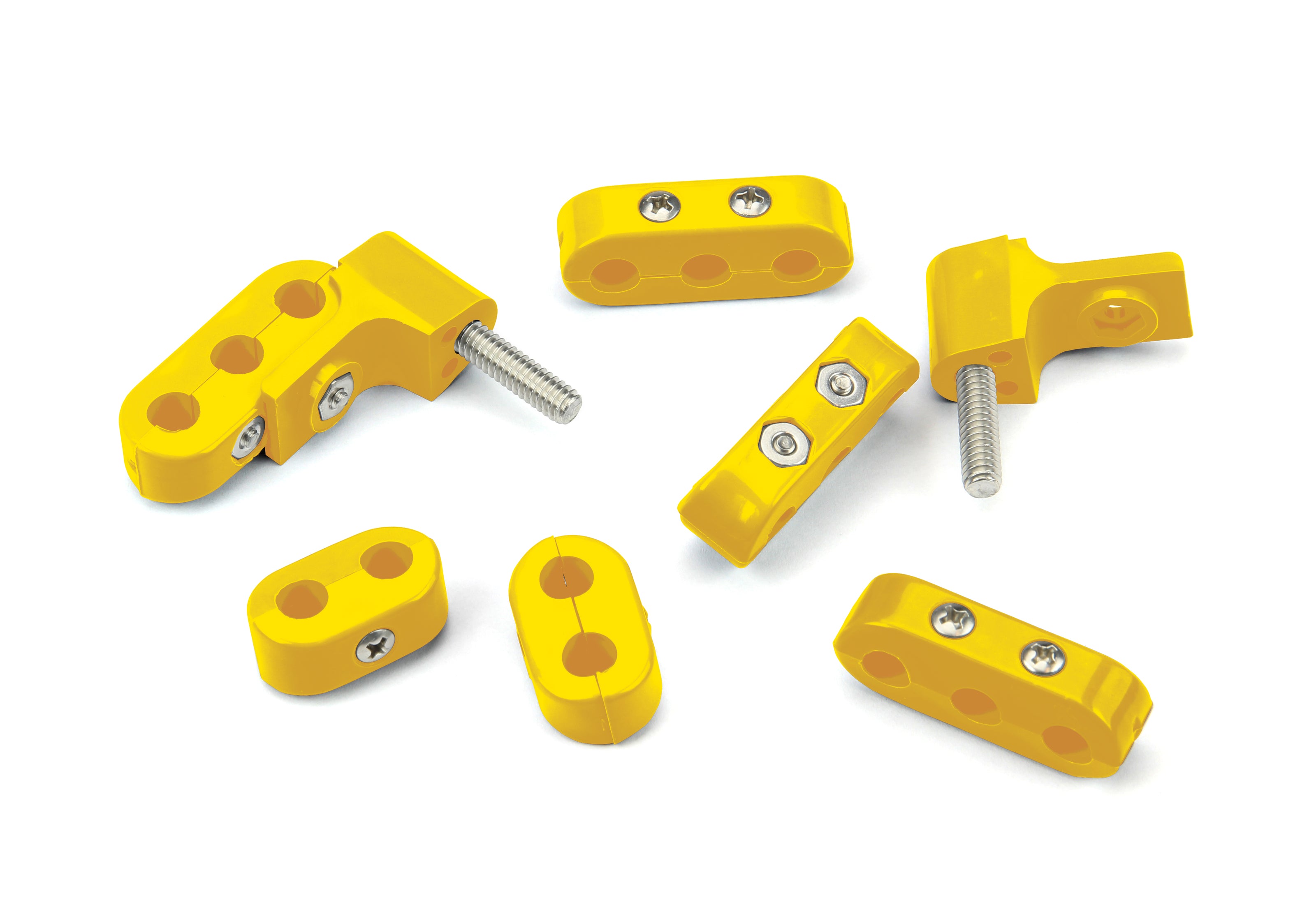 SMOOTHIE V6 WIRE SEPARATOR KIT FOR 7-8mm PLUG WIRES, 2 BRACKETS, 2 2-PLACE, AND 4 3-PLACE WIRE SEPARATORS, YELLOW