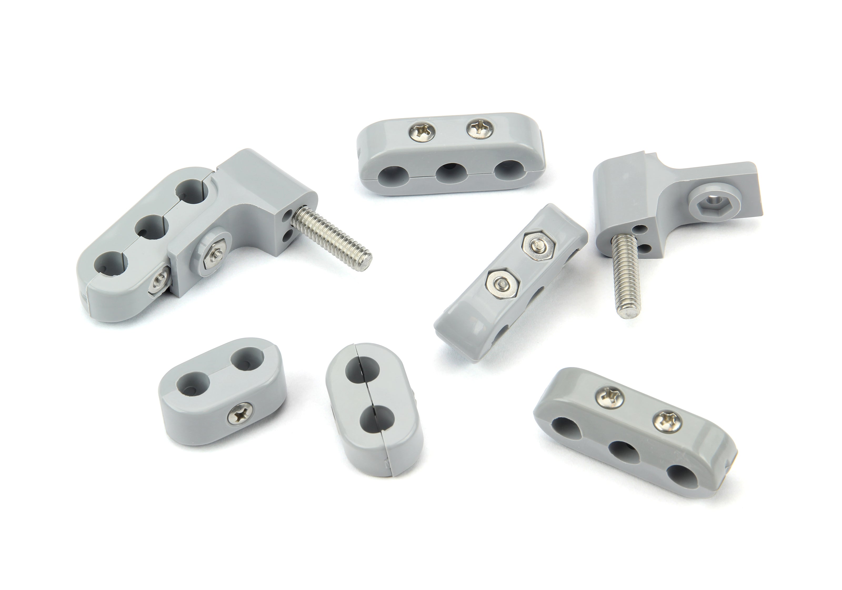 SMOOTHIE V6 WIRE SEPARATOR KIT FOR 7-8mm PLUG WIRES, 2 BRACKETS, 2 2-PLACE, AND 4 3-PLACE WIRE SEPARATORS, GRAY