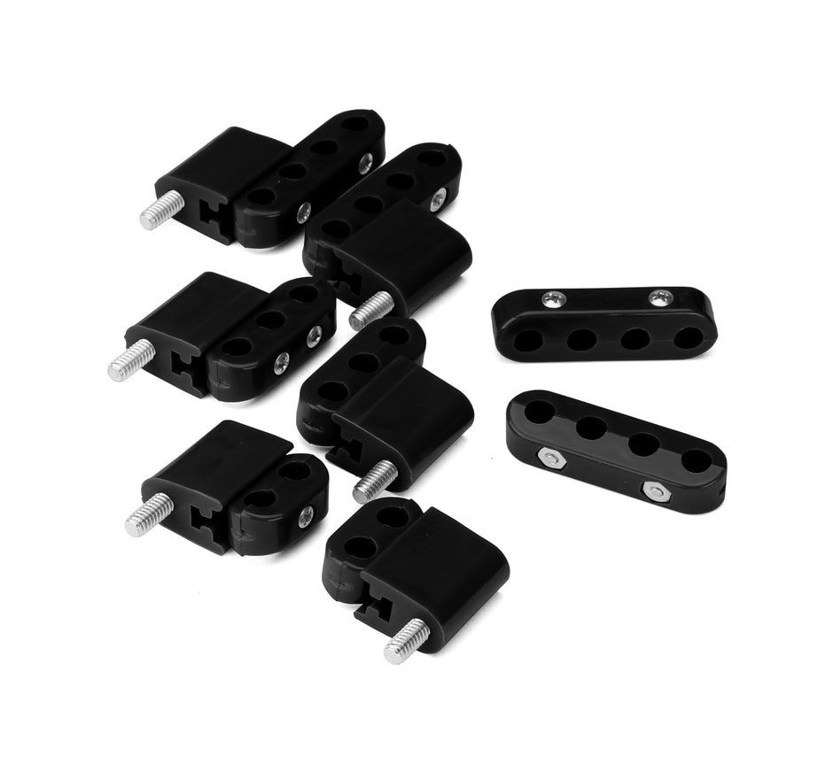 SMOOTHIE VERTICAL WIRE SEPARATOR KIT FOR 10.5mm PLUG WIRES, 6 BRACKETS, 2 2-PLACE, 2 3-PLACE, AND 4 4-PLACE SEPARATORS, BLACK