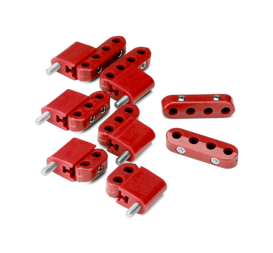 SMOOTHIE VERTICAL WIRE SEPARATOR KIT FOR 10.5mm PLUG WIRES, 6 BRACKETS, 2 2-PLACE, 2 3-PLACE, AND 4 4-PLACE SEPARATORS, RED