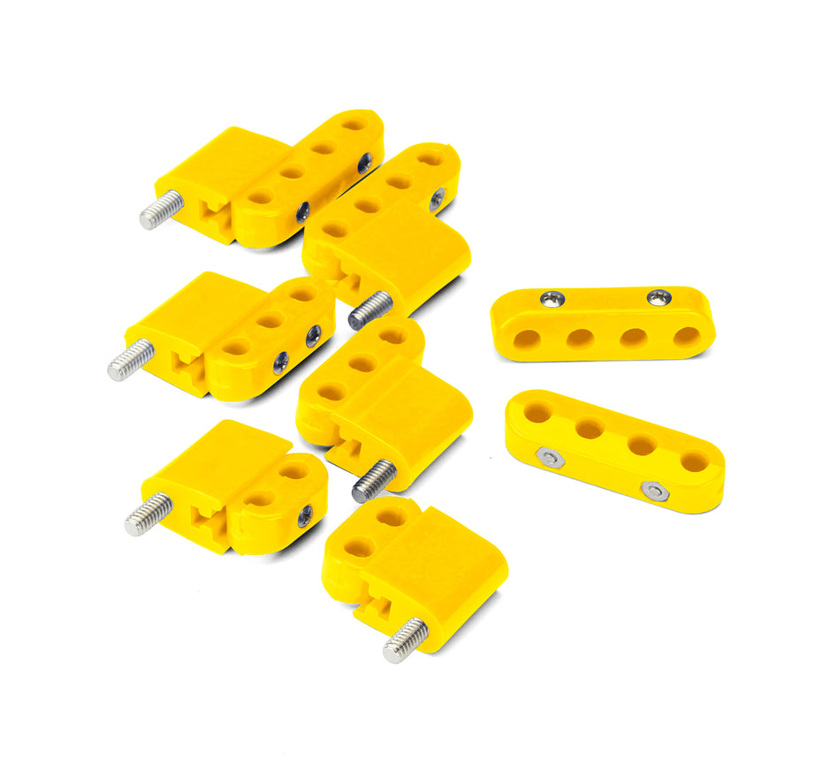 SMOOTHIE VERTICAL WIRE SEPARATOR KIT FOR 10.5mm PLUG WIRES, 6 BRACKETS, 2 2-PLACE, 2 3-PLACE, AND 4 4-PLACE SEPARATORS, YELLOW