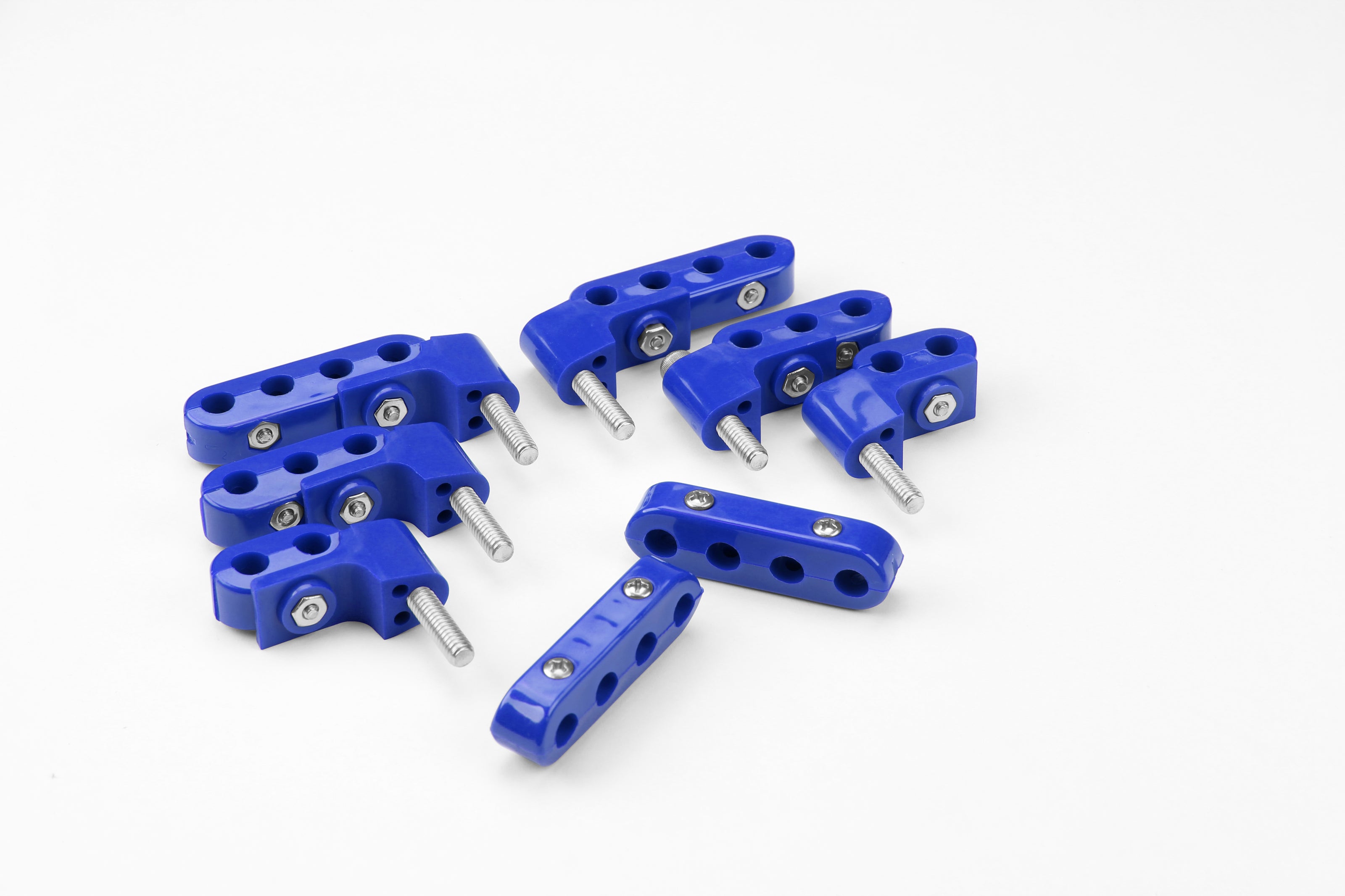 SMOOTHIE HORIZONTAL WIRE SEPARATOR KIT FOR 10.5mm PLUG WIRES, 6 BRACKETS, 2 2-PLACE, 2 3-PLACE, AND 4 4-PLACE SEPARATORS, BLUE