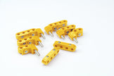 SMOOTHIE HORIZONTAL WIRE SEPARATOR KIT FOR 10.5mm PLUG WIRES, 6 BRACKETS, 2 2-PLACE, 2 3-PLACE, AND 4 4-PLACE SEPARATORS, YELLOW