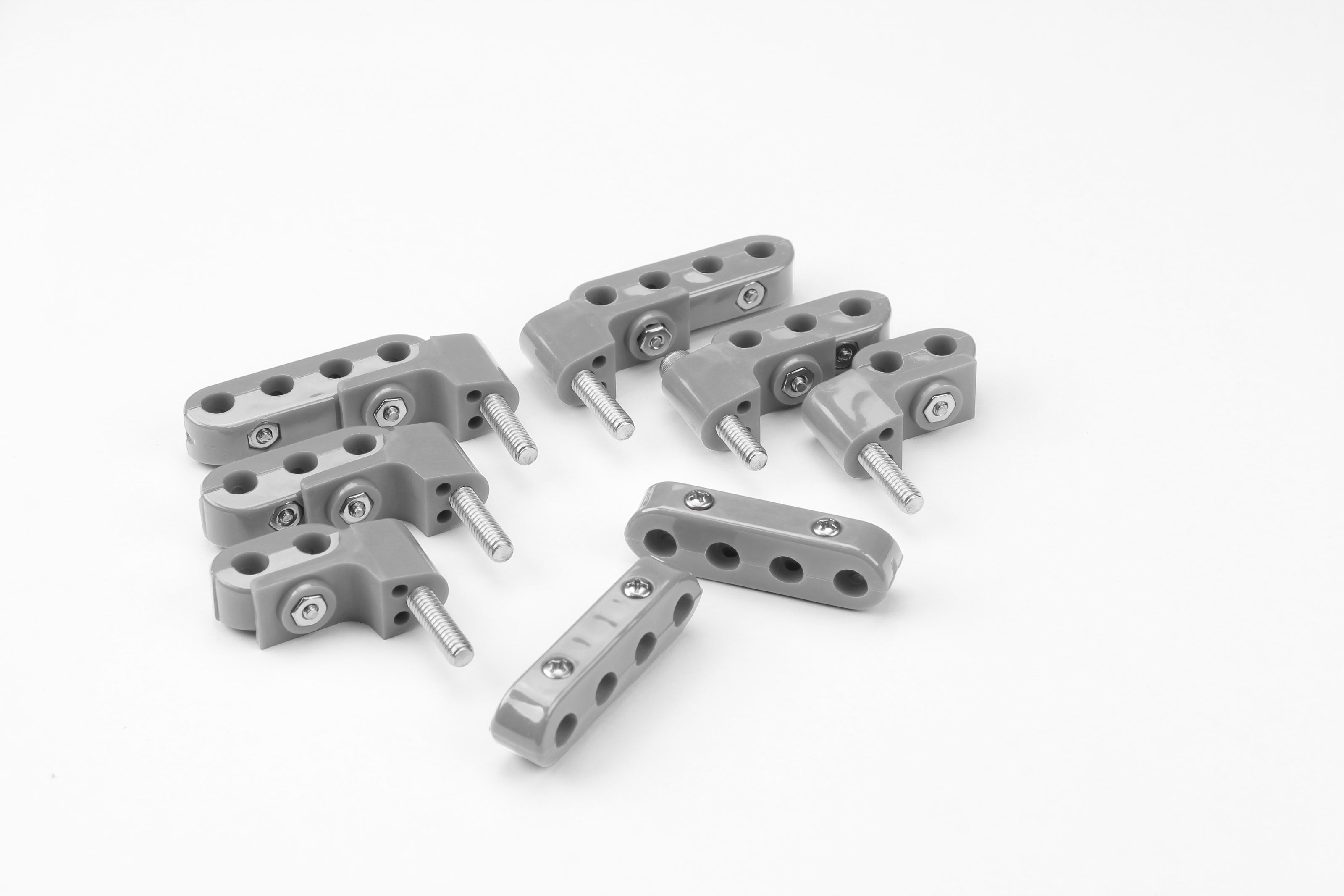 SMOOTHIE HORIZONTAL WIRE SEPARATOR KIT FOR 10.5mm PLUG WIRES, 6 BRACKETS, 2 2-PLACE, 2 3-PLACE, AND 4 4-PLACE SEPARATORS, GRAY