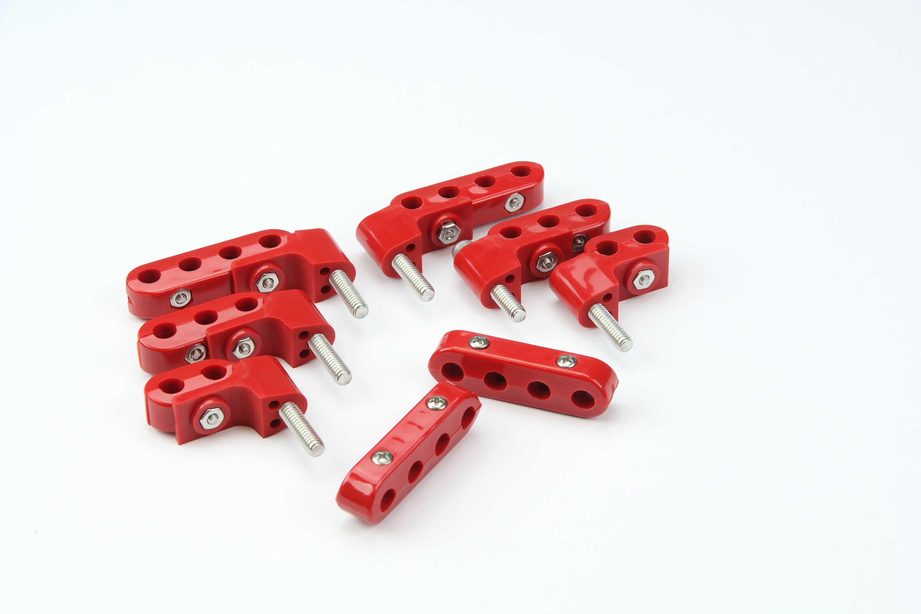 SMOOTHIE HORIZONTAL WIRE SEPARATOR KIT FOR 7-8mm PLUG WIRES, 6 BRACKETS, 2 2-PLACE, 2 3-PLACE, AND 4 4-PLACE SEPARATORS, RED