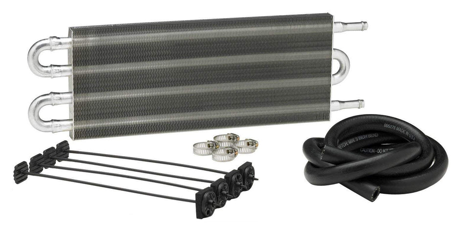 Borgeson - Power Steering Cooler Kit - P/N: 925126 -  Includes 5" X 9" Heavy Duty 4 pass power steering cooler, cooler mount kit, 6' of high temp power steering return hose, 3/8" hose barb and 4 hose clamps.