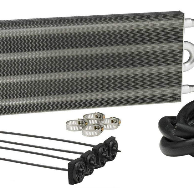 Borgeson - Power Steering Cooler Kit - P/N: 925126 -  Includes 5" X 9" Heavy Duty 4 pass power steering cooler, cooler mount kit, 6' of high temp power steering return hose, 3/8" hose barb and 4 hose clamps.