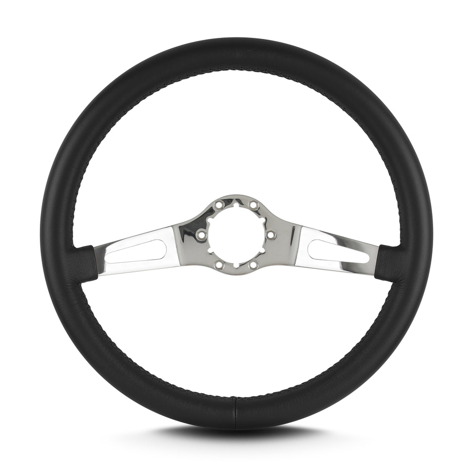 TEARDROP 2 SPOKE 14" POLISHED STANDARD GRIP BLACK