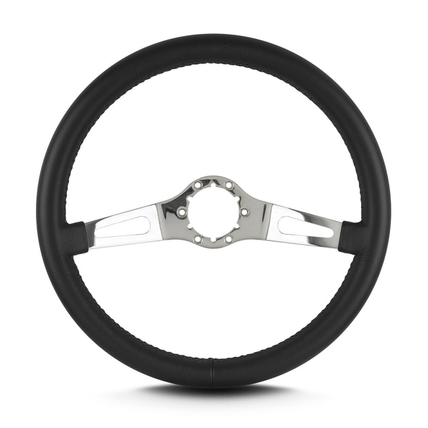TEARDROP 2 SPOKE 14" POLISHED STANDARD GRIP BLACK