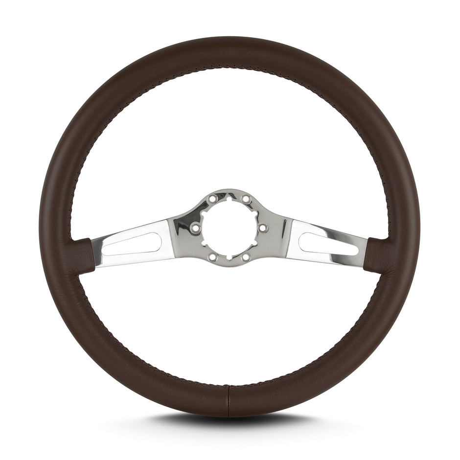 TEARDROP 2 SPOKE 14" POLISHED STANDARD GRIP BROWN