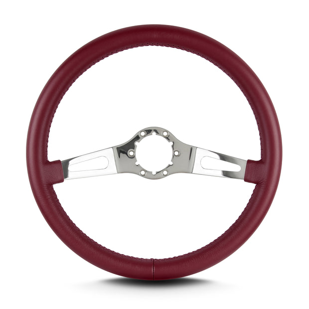 TEARDROP 2 SPOKE 14" POLISHED STANDARD GRIP BURGANDY