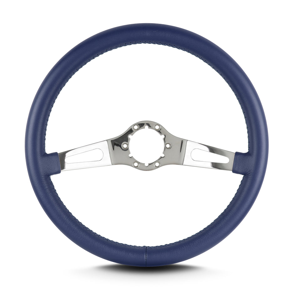 TEARDROP 2 SPOKE 14" POLISHED STANDARD GRIP BLUE