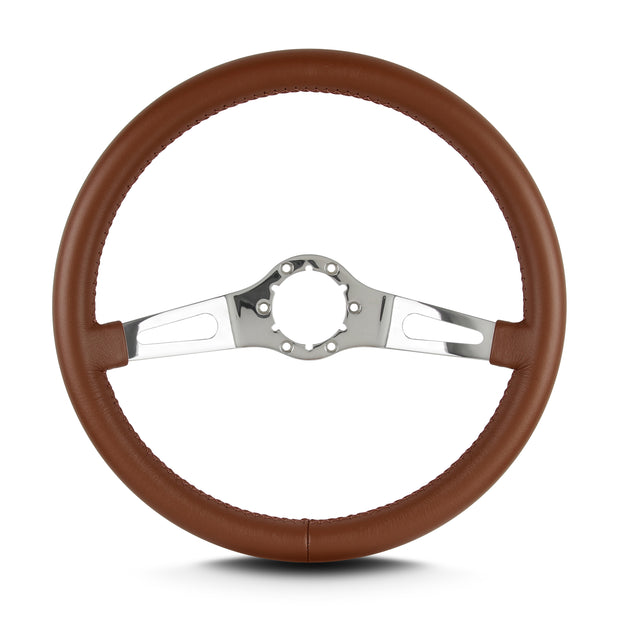TEARDROP 2 SPOKE 14" POLISHED STANDARD GRIP CARAMEL