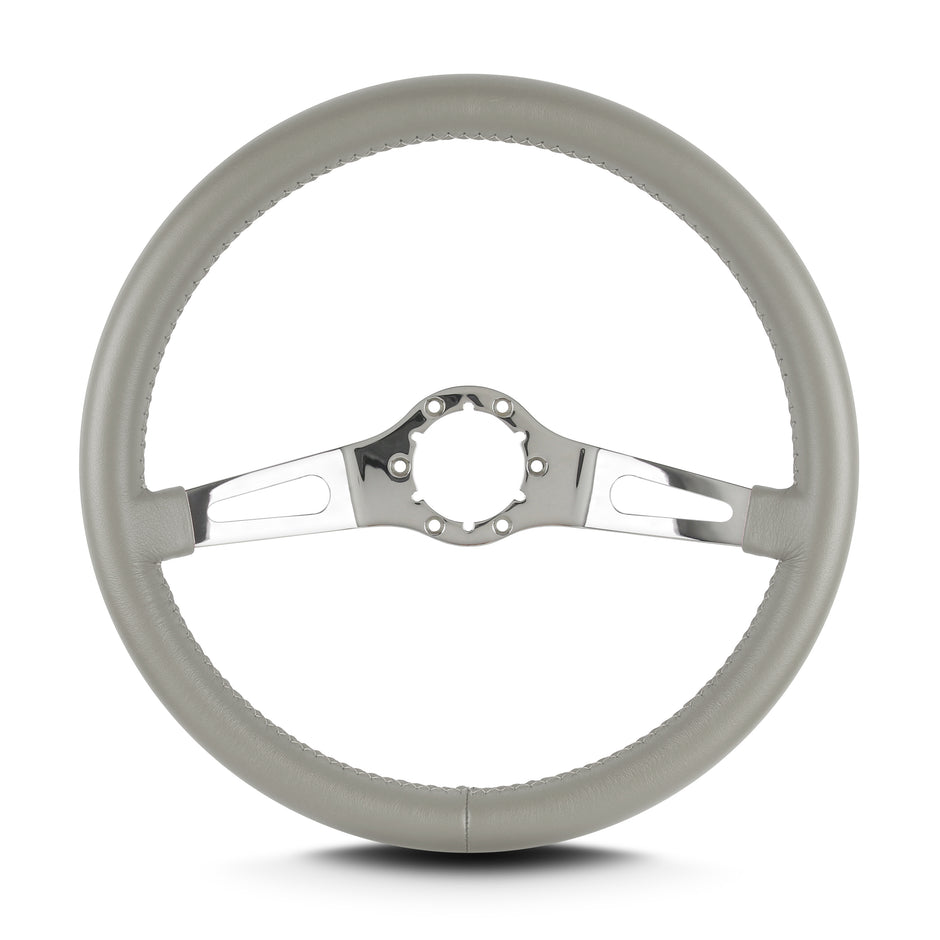 TEARDROP 2 SPOKE 14" POLISHED STANDARD GRIP LIGHT GREY
