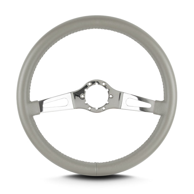 TEARDROP 2 SPOKE 14" POLISHED STANDARD GRIP LIGHT GREY
