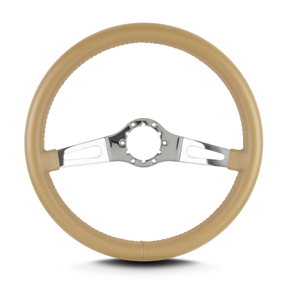TEARDROP 2 SPOKE 14" POLISHED STANDARD GRIP TAN