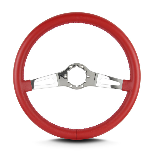 TEARDROP 2 SPOKE 14" POLISHED STANDARD GRIP BRIGHT RED