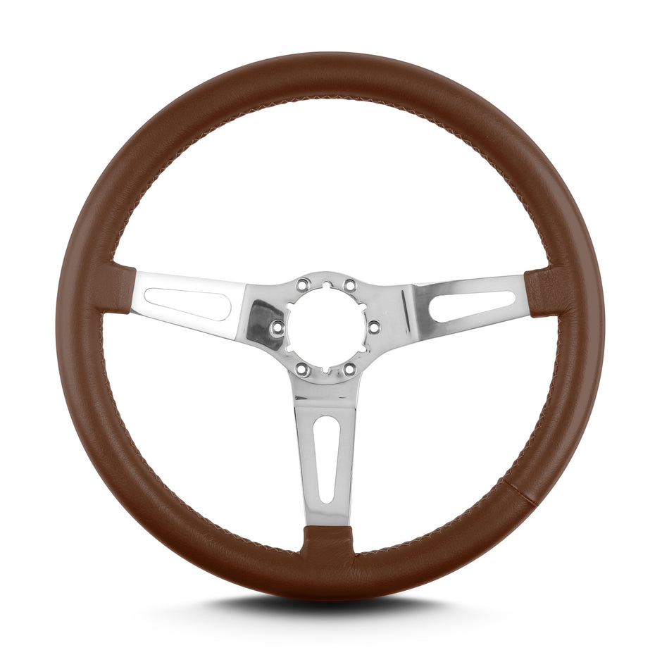 TEARDROP 3 SPOKE 14" POLISHED STANDARD GRIP CARAMEL