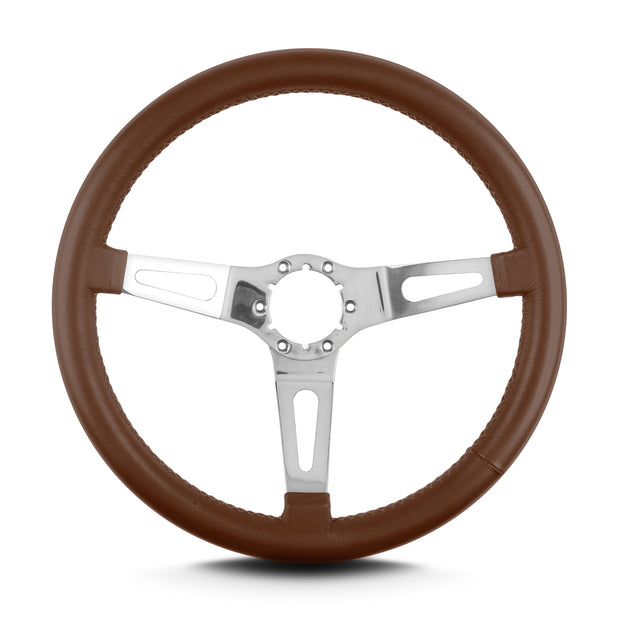 TEARDROP 3 SPOKE 14" POLISHED STANDARD GRIP CARAMEL