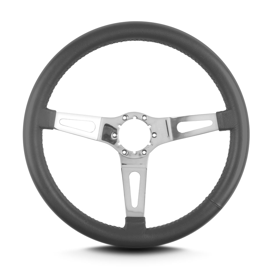 TEARDROP 3 SPOKE 14" POLISHED STANDARD GRIP DARK GREY