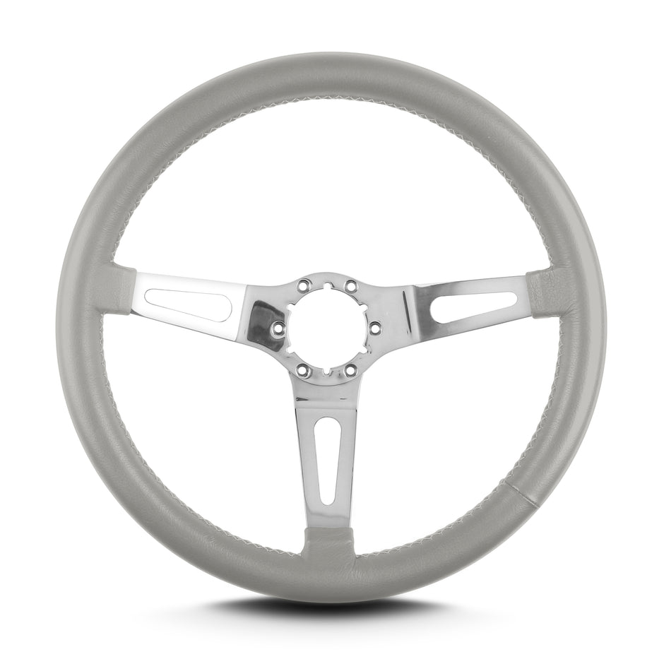 TEARDROP 3 SPOKE 14" POLISHED STANDARD GRIP LIGHT GREY