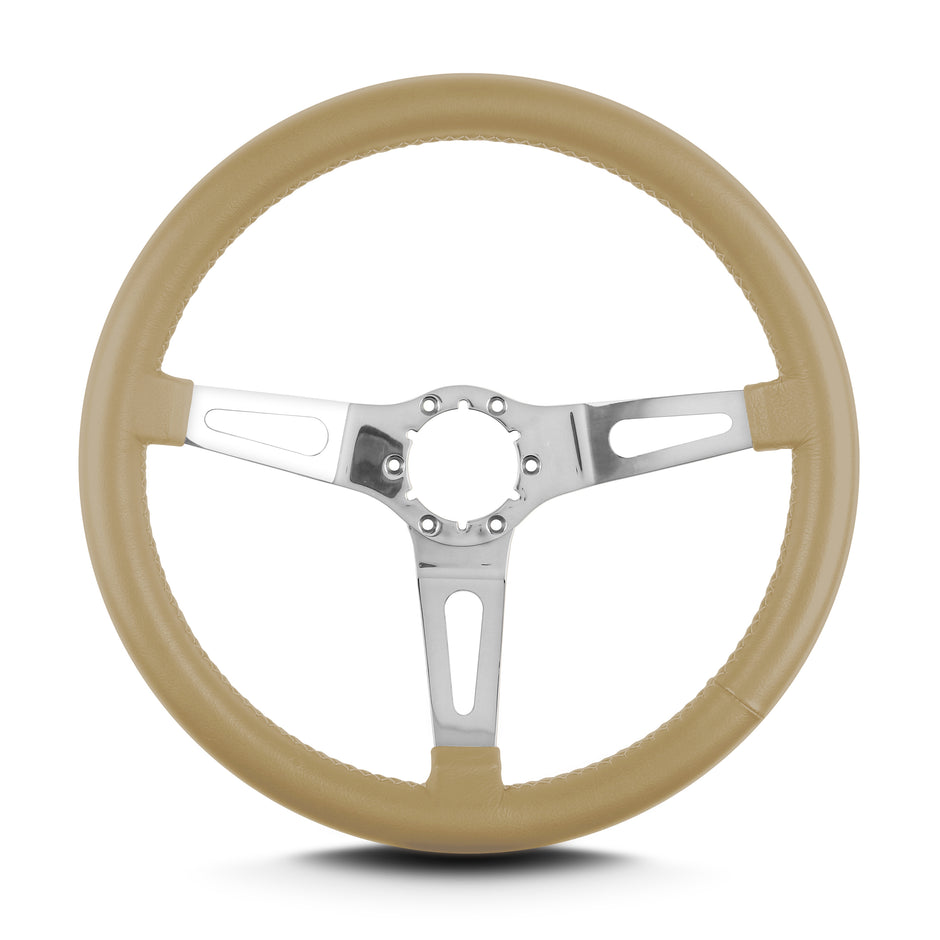 TEARDROP 3 SPOKE 14" POLISHED STANDARD GRIP TAN