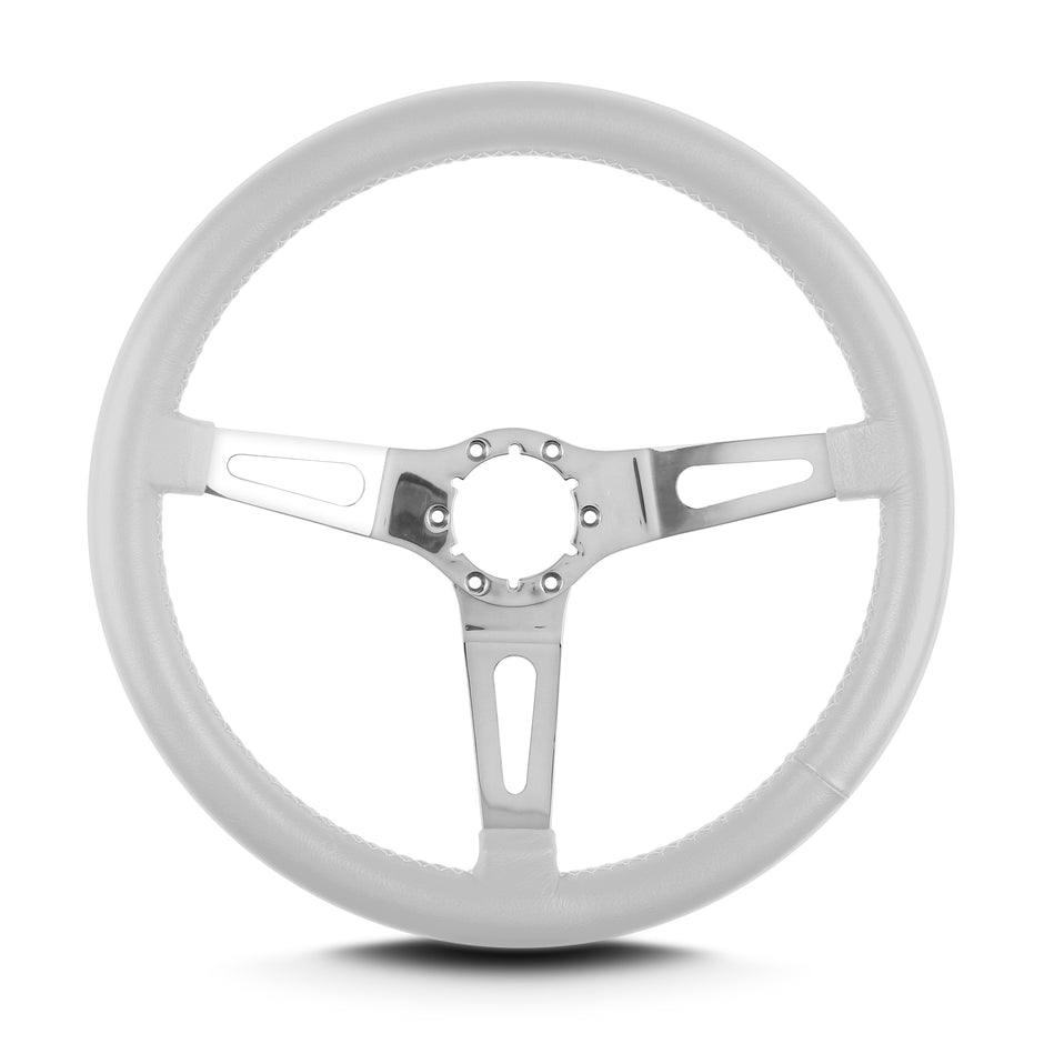 TEARDROP 3 SPOKE 14" POLISHED STANDARD GRIP WHITE