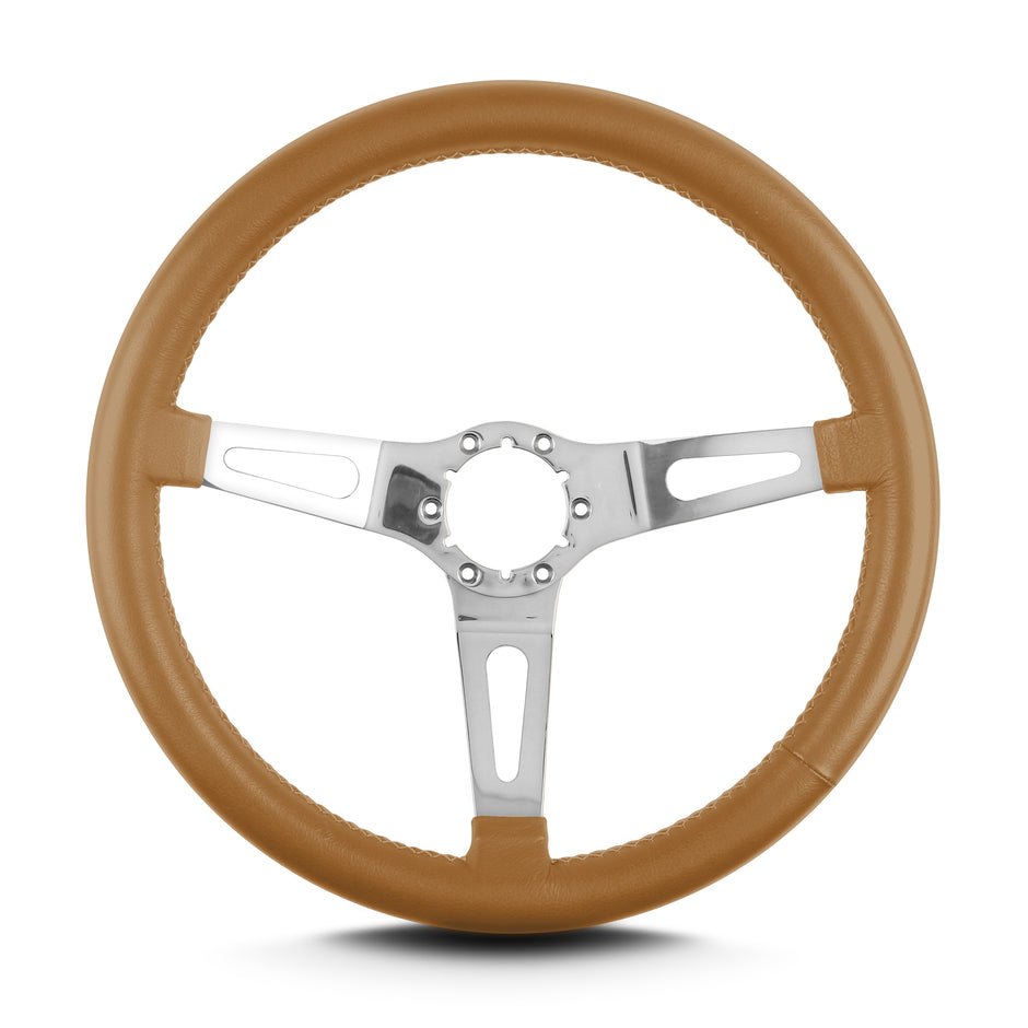 TEARDROP 3 SPOKE 14" POLISHED STANDARD GRIP CHESTNUT