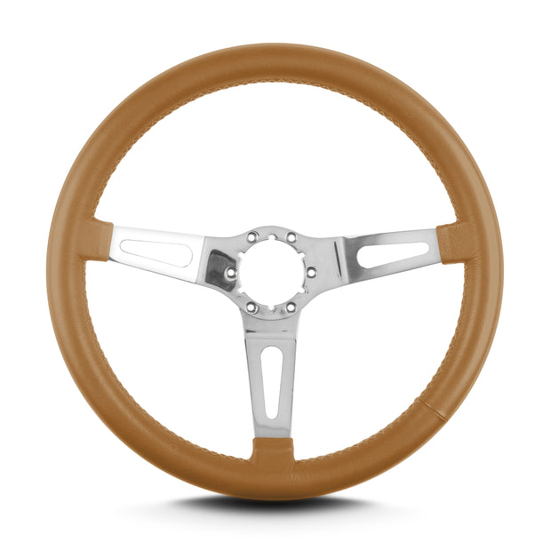 TEARDROP 3 SPOKE 14" POLISHED STANDARD GRIP CHESTNUT