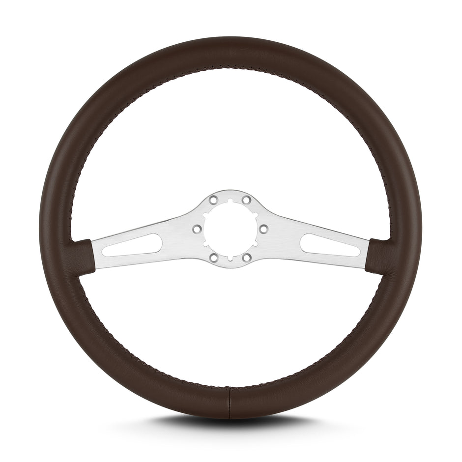TEARDROP 2 SPOKE 14" BRUSHED STANDARD GRIP BROWN