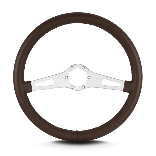 TEARDROP 2 SPOKE 14" BRUSHED STANDARD GRIP BROWN