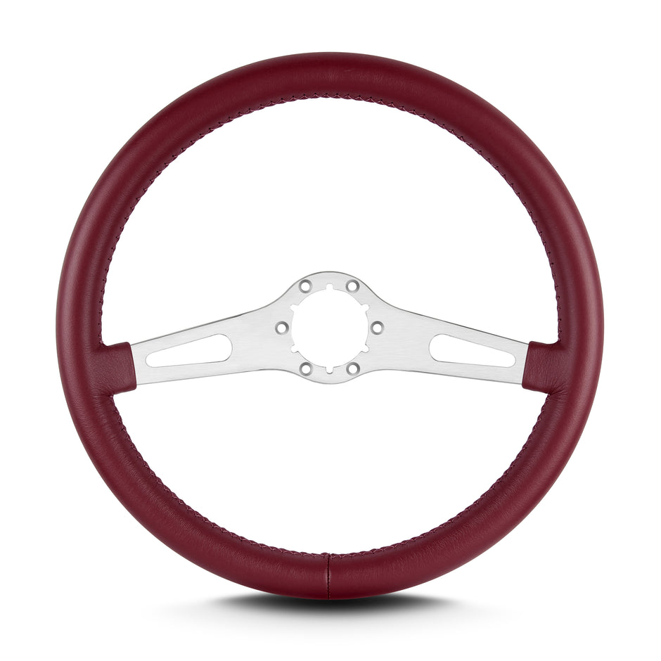 TEARDROP 2 SPOKE 14" BRUSHED STANDARD GRIP BURGANDY