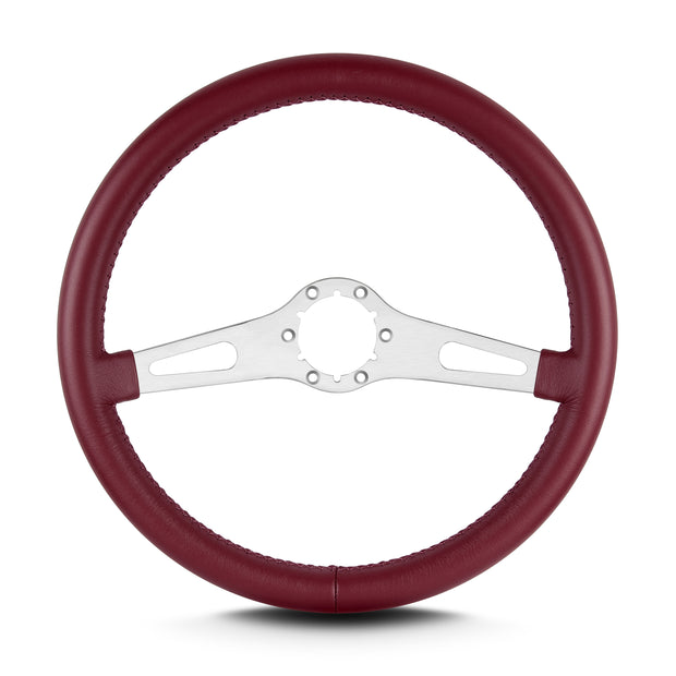 TEARDROP 2 SPOKE 14" BRUSHED STANDARD GRIP BURGANDY