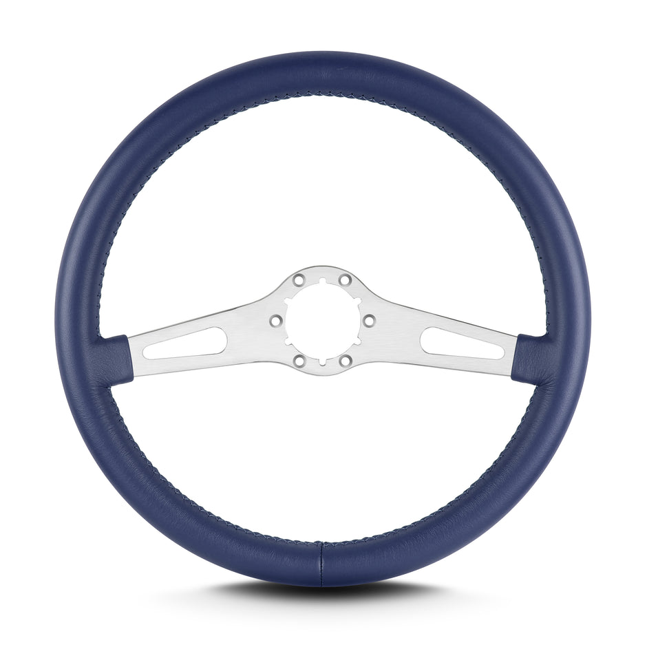 TEARDROP 2 SPOKE 14" BRUSHED STANDARD GRIP BLUE